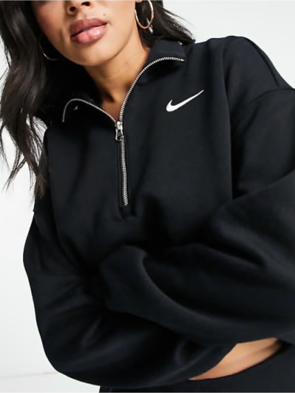 Nike Black Half-Zip Pullover with White Swoosh